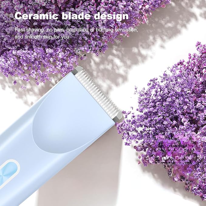 Bikini Trimmer for Women,Dermave Bikini Shaver,2-in-1 Electric Trimmer for Women(Light Blue)-VivaGrace Women