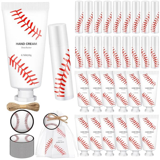 144 Pcs Baseball Lip Balm Hand Cream Set Baseball Party Supply, Include 36 Baseball Lip Balm 36 Moisturizing Hand Cream 36 Baseball Bag 36 Baseball Card and Rope for Baseball Accessories Gifts-VivaGrace Women