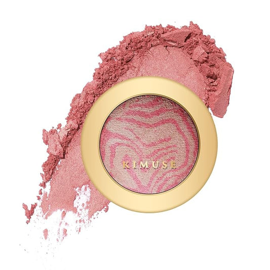 KIMUSE Baked Blush, Lighting Glow Marbleized Blush Powder Blush, Contour & Highlight Face for a Creamy Lightweight Natural Finish-VivaGrace Women