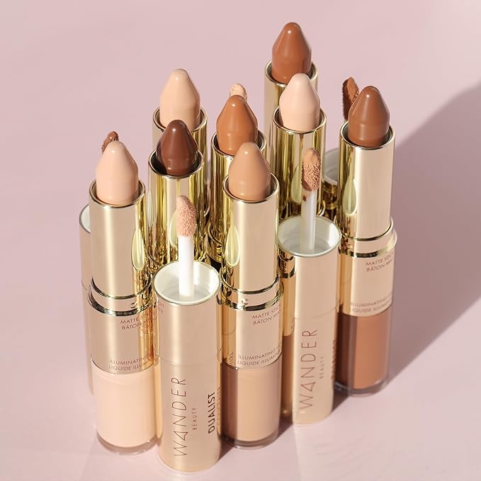 Wander Beauty Dualist Matte and Illuminating Concealer Makeup - Deep - Dual-Ended Matte Concealer Stick + Liquid Concealer - Full Coverage Concealer Brightens, Firms & Hydrates Under Eyes - 0.28 fl oz-VivaGrace Women