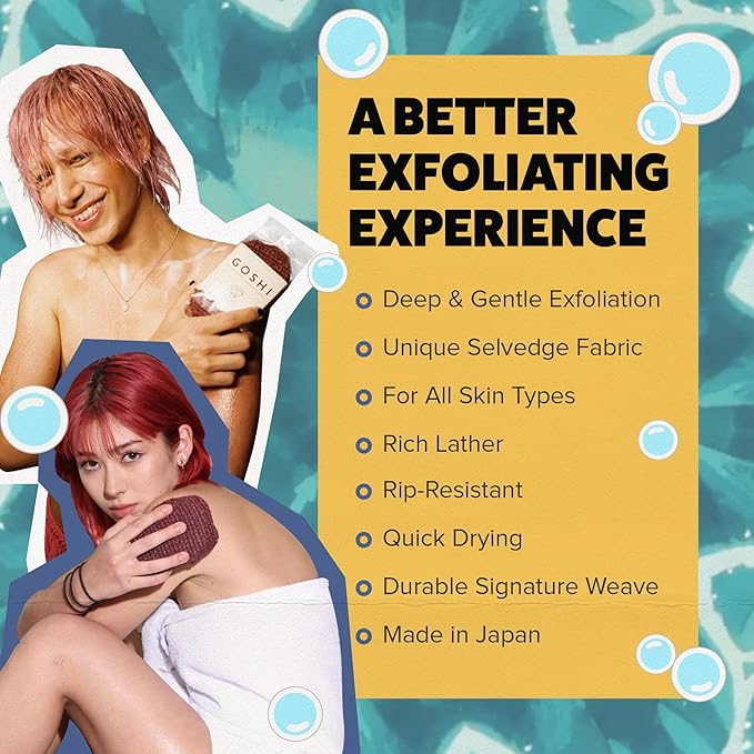 GOSHI Exfoliating Shower Sponge - Rip-Resistant, Rapid-Drying Exfoliating Bath Sponge for All Skin Types - Brick Red - Made in Japan-VivaGrace Women