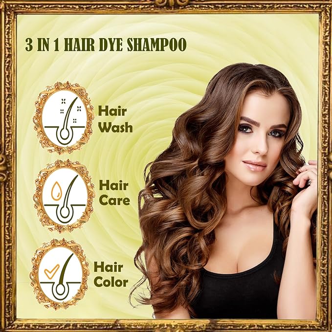 Light Brown Shampoo Para Pintar el Cabello - Instant Hair Dye Shampoo 3 in 1 Refresh Hair Color, Herbal Shampoo Hair Dye for Women Men, Easy to Use & Long Lasting Hair Color Shampoo 16.90 oz-VivaGrace Women