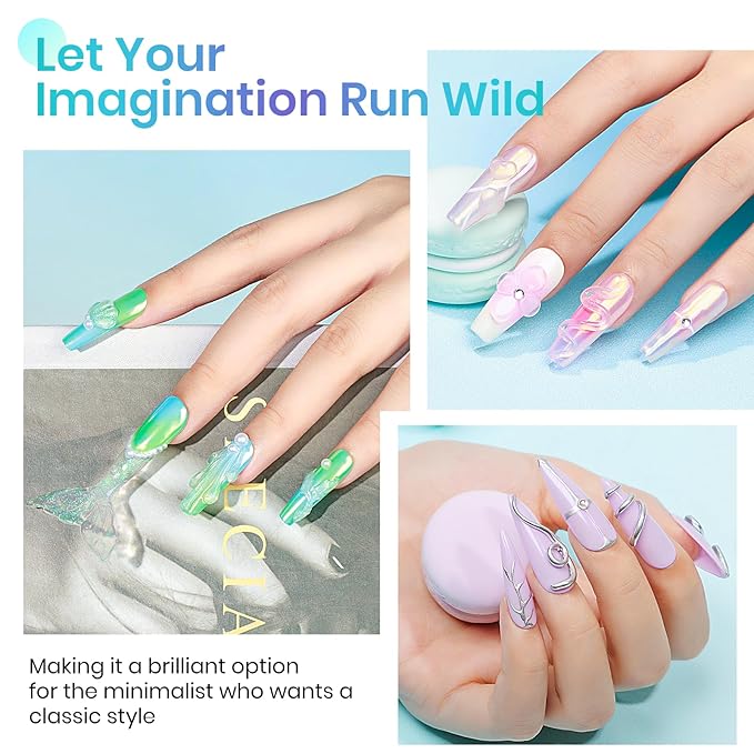 MIZHSE Solid Builder Gel for Nails – 2PCS 1oz Mermaid Pearl & Clear Hard Gel Kit with Nail Forms 3D Mold Soak-off U V 3D for Nails Extension for Salon Manicure Home DIY-VivaGrace Women