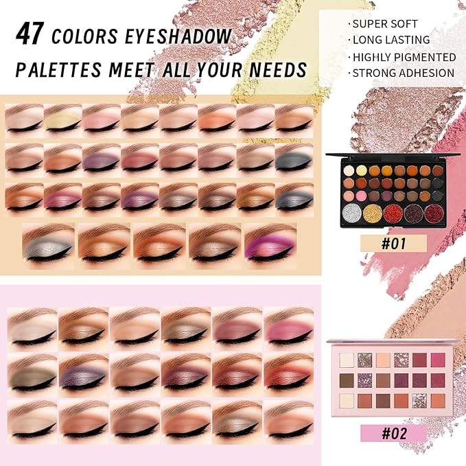 Makeup Set Makeup Set for Women Girls Teens Full Kit, Makeup Present Set for Beginners and Professionals Include Eyeshadow Palettes, Foundation, CC Cream, Liquid Lipsticks Set-VivaGrace Women