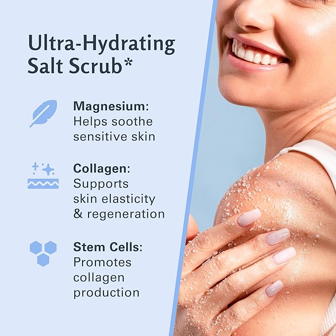 Magnesium Body Scrub for Sore Muscles, Exfoliation, Relaxation and Deep Hydration | Calming & Moisturizing Mineral-Rich Dead Sea Salt Formula With Collagen, Stem Cell & Shea Butter, 16 OZ (453 G)-VivaGrace Women