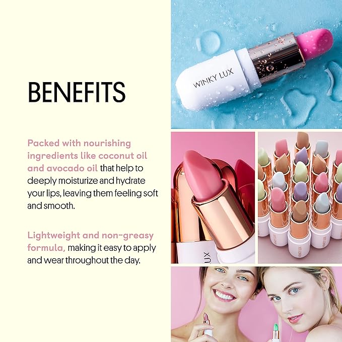 Winky Lux Matcha Lip Balm with Coconut Oil, Vitamin E and Caffeine, Lip Moisturizer, Clear, Strawberry-VivaGrace Women