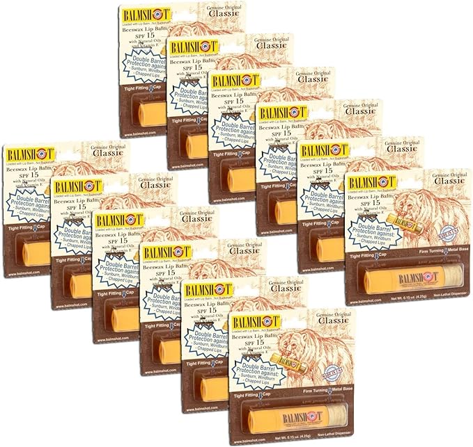 Pack of 12 - Balmshot Genuine Original Classic Beeswax Lip Balm, SPF 15, 0.15 oz-VivaGrace Women