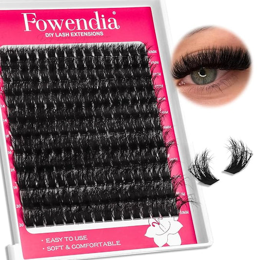 Lash Extension Kit Lash Clusters 200D Lash Bond and Seal Individual Fluffy Eyelashes Kit at Home, Black