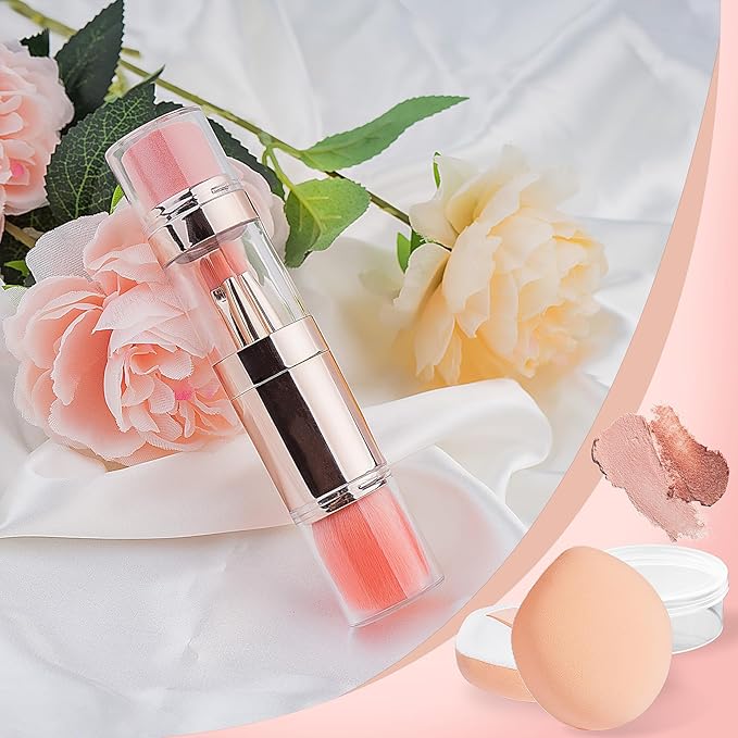 kullder 5-in-1 Makeup Brush Travel Makeup Brush set Dual Ended Mini Makeup Brush Pen Foundation Powder Concealer Shadow Blush Makeup Brushes with 2 Sponge Puff Womens Gift Idea for Beauty Lover-VivaGrace Women