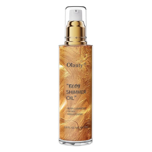 Shimmer Body Oil, Highlighter Makeup Smooth Glitter Glow Liquid Foundation for Face & Body,Liquid Illuminator Body Shimmer Lotion for Women (2# Rose Gold)-VivaGrace Women