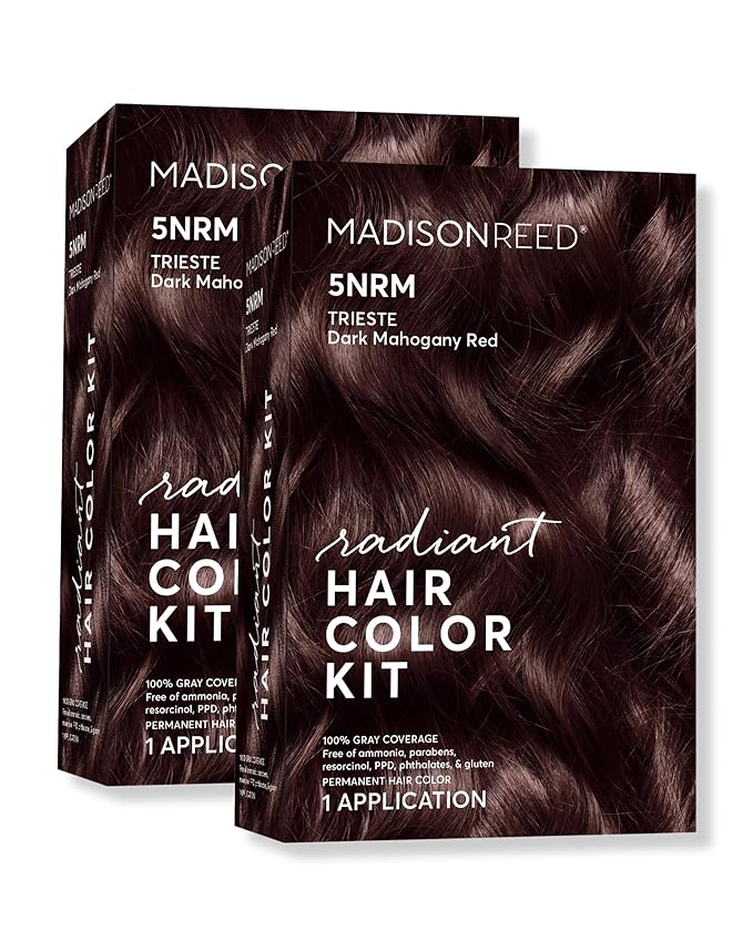 Madison Reed Radiant Hair Color Kit | 5NRM Dark Auburn Red (Trieste Red) for 100% Gray Hair Coverage | Salon Quality Permanent Hair Dye | PPD-Free & Ammonia-Free | (Packaging May Vary) 2 Pack-VivaGrace Women