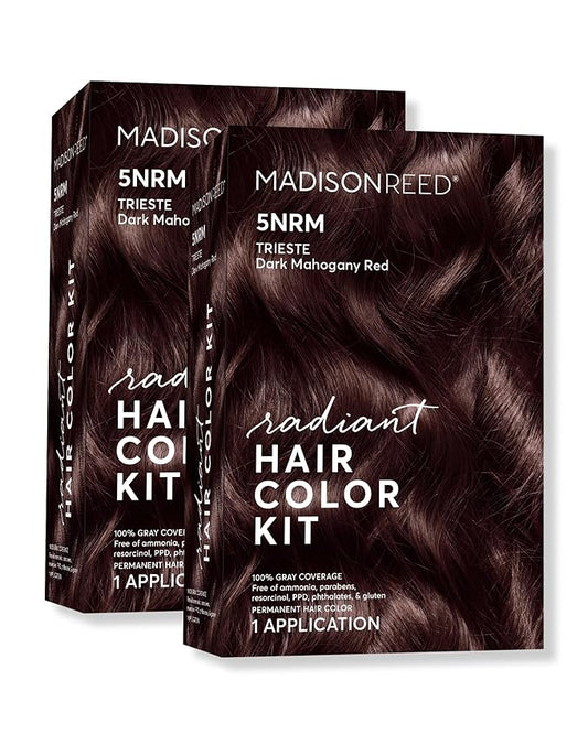 Madison Reed Radiant Hair Color Kit | 5NRM Dark Auburn Red (Trieste Red) for 100% Gray Hair Coverage | Salon Quality Permanent Hair Dye | PPD-Free & Ammonia-Free | (Packaging May Vary) 2 Pack-VivaGrace Women
