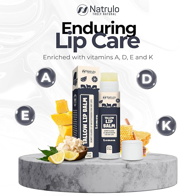 Beef Tallow Lip Balm – Natural Tallow Beeswax Chapstick – Hydrating Moisturizer Grass Fed Bison Tallow Balm Lip Care – Soothes Chapped, Dry Lips, Sensitive Skin – Long Lasting & Vitamin Rich USA-Made-VivaGrace Women