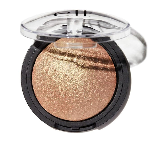 e.l.f., Baked Highlighter, Sheer, Shimmering, Hydrating, Blendable, Glides On, Creates a Radiant Glow, Nourishes, Apricot Glow, Infused with Vitamin E, Jojoba and Grape Oils, 0.16 Oz-VivaGrace Women