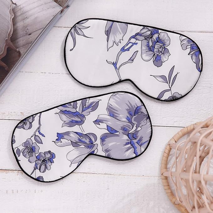 100% Pure Silk Eye Mask Sleep Eye Mask Eye Cover Eyeshade Sleeping Eye Mask Printed Colors (#11)-VivaGrace Women