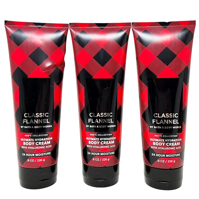Men's Collection Classic Flannel Trio Gift Set - Includes 3 Ultimate Hydration Body Cream - Full Size-VivaGrace Women