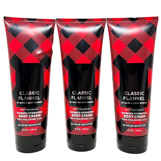 Men's Collection Classic Flannel Trio Gift Set - Includes 3 Ultimate Hydration Body Cream - Full Size-VivaGrace Women