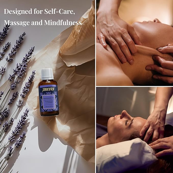 Frankincense & Lavender Botanical Massage Oil – Lightweight Face & Body Oil with Jojoba & Almond – Resin & Floral Aroma for Deep Massage, Fascia Release & Calming Rituals, 30ml (1.0 fl oz)-VivaGrace Women