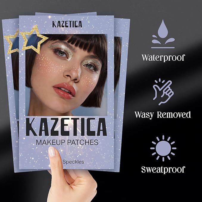 Glitter Freckles Face Tattoo, 10 Pcs Silver Face Glitter Freckles for Women, Festival Outfits for Women Rave Accessories Fake Tattoos, Sparkle Makeup Patches, Waterproof Speckles Patches,Mini Makeup-VivaGrace Women