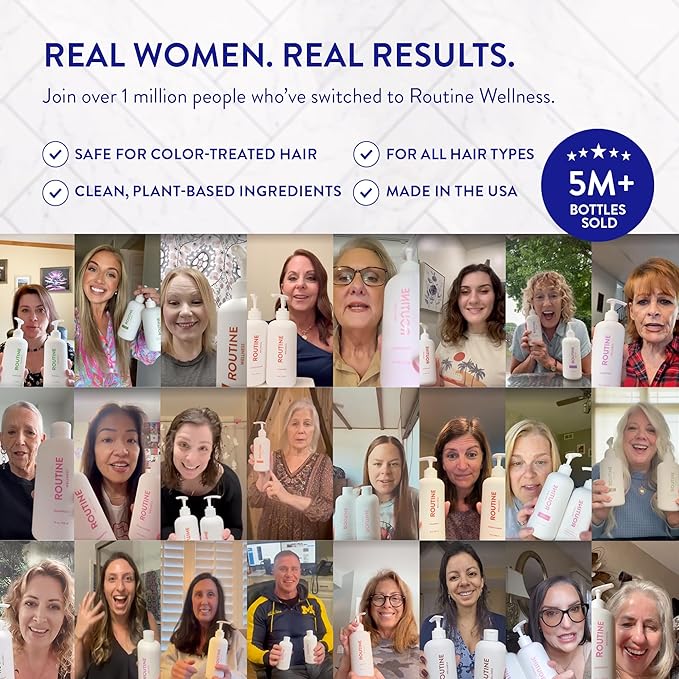 Routine Wellness Anti-Thinning Shampoo for Thinning Hair - Biotin DHT Blocker Women & Men - Color Safe Shampoo for Hair Loss & Healthy Hair - Lavender & Cedar - 14oz-VivaGrace Women