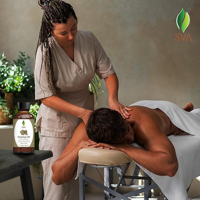 SVA Calamus Essential Oil – 1 Fl Oz – 100% Natural Calamus Oil - for Diffuser, Hair Care, Face, Skin Care, Aromatherapy, Scalp and Body Massage, Soap and Candle Making – with Dropper-VivaGrace Women