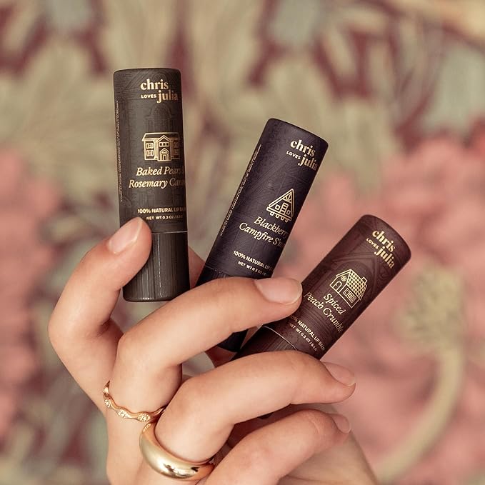 Jumbo Lip Balm Gift Set (Chris Loves Julia Trio) | Poppy & Pout All Natural Lip Balms & Moisturizers | Hydrates with Beeswax, Vitamin E, Organic Coconut Oil | Cruelty-Free | Recyclable Cardboard Tube-VivaGrace Women