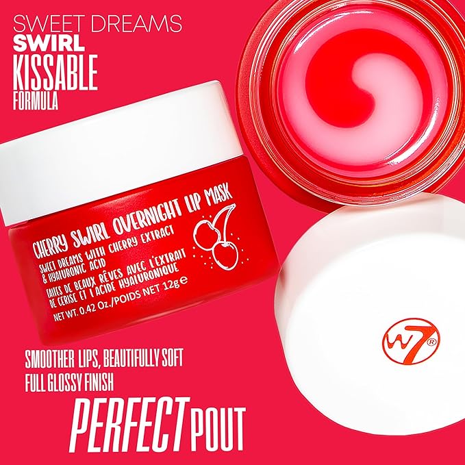 W7 Sweet Dreams Overnight Cherry Swirl Lip Mask - Cherry Extract & Hyaluronic Acid - For Hydrated, Full Looking & Irresistible Lips-VivaGrace Women