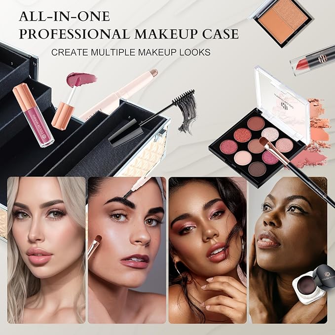 Color Nymph Professional Makeup Kits For Girls, Teenage Girls Makeup Kit with Storage Case Make Up Kit For Women Cosmetics Full Kit, Individual Packing Eyeshadow Blush Lipstick Mascara etc -Gold-VivaGrace Women