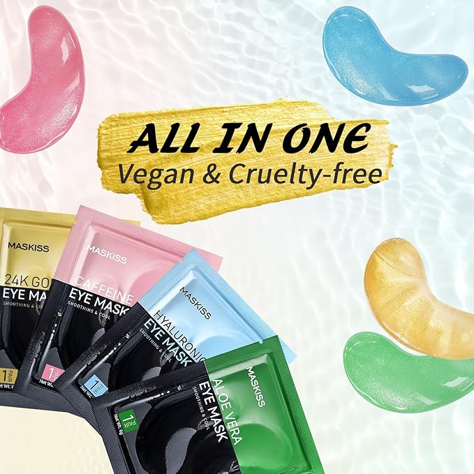 Under Eye Patches(25 Pairs), 24K Gold, Caffeine, Hyaluronic Acid, Aloe Vera Eye Masks for Dark Circles Puffy Eyes Undereye Bags, Eye Skin Care Gift Set for Bachelorette Party Favors-VivaGrace Women