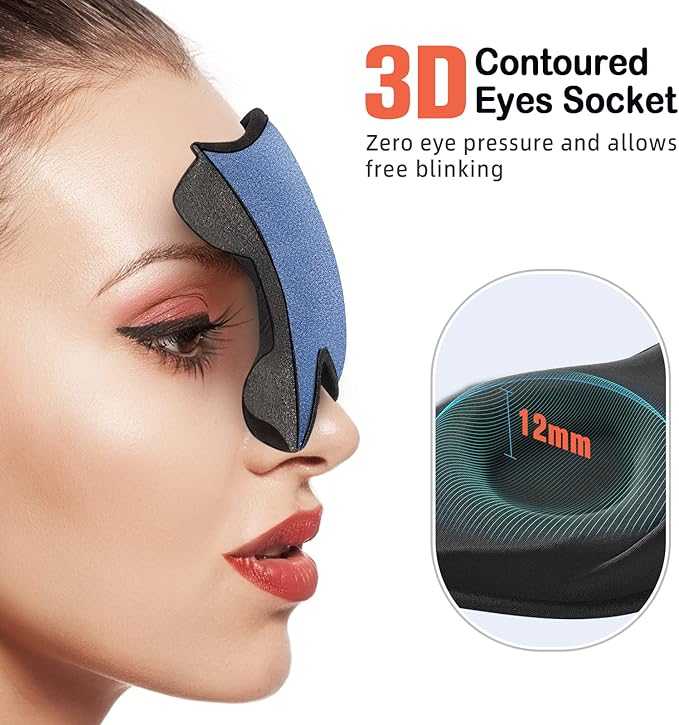 LitBear Sleep Masks, Light Blocking Eye Mask Sleeping for Women Men Side Sleeper, Soft 3D Comfortable Sleeping Mask with Adjustable Elastic Strap for Travel-VivaGrace Women