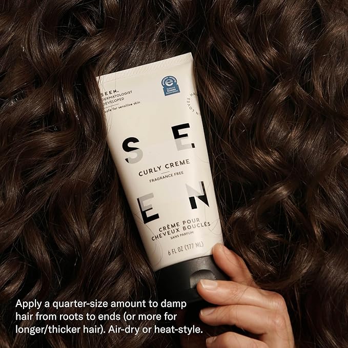 SEEN Curly Creme, Fragrance Free - Non-Comedogenic & Sulfate Free Curl Defining Styling Hair Cream- Anti Frizz- Heat Protectant- Safe for Sensitive Skin-VivaGrace Women
