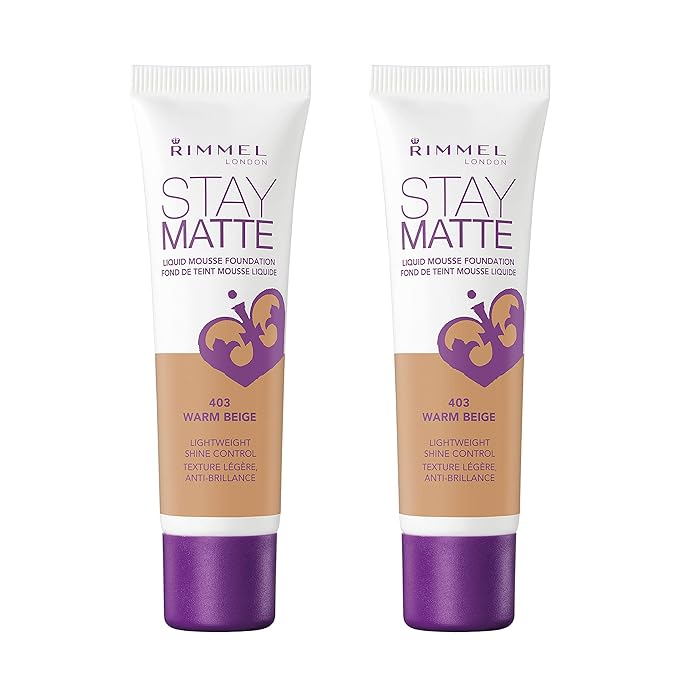 Rimmel Stay Matte Liquid Foundation, Warm Beige, 1 Fl Oz, Pack of 2-VivaGrace Women