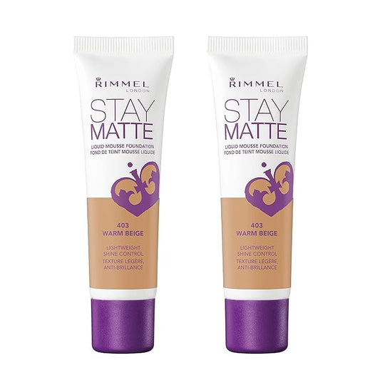 Rimmel Stay Matte Liquid Foundation, Warm Beige, 1 Fl Oz, Pack of 2-VivaGrace Women
