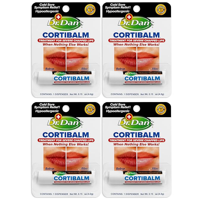 Dr. Dan's Cortibalm- 4 Pack - for Dry Cracked Lips - Healing Lip Balm for Severely Chapped Lips - Designed for Men, Women and Children-VivaGrace Women