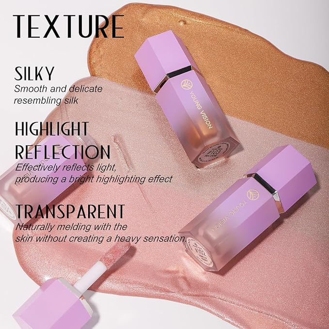 YOUNG VISION Soft Natural Glow Liquid Highlighter, Glow Liquid Illuminator Makeup,Weightless, Long-Wearing, Smudge Proof, Natural-Looking, Dewy Finish,-VivaGrace Women