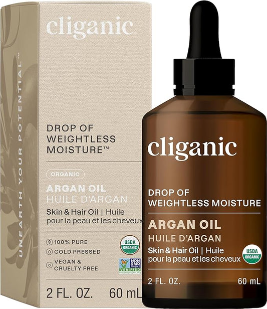 Cliganic Organic Argan Oil, 100% Pure - for Hair, Face & Skin | Cold Pressed Carrier Oil (Packaging May Vary)-VivaGrace Women