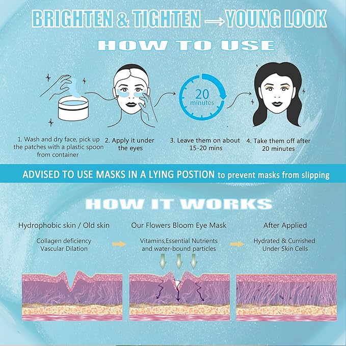 CCbeauty Under Eye Patches for Dark Circles and Puffiness - Hyaluronic Acid Under Eye Mask with Collagen for Wrinkles, Hydrating Eye Masks Skincare for Dry Eye & Eye Bags, 30 Pairs-VivaGrace Women