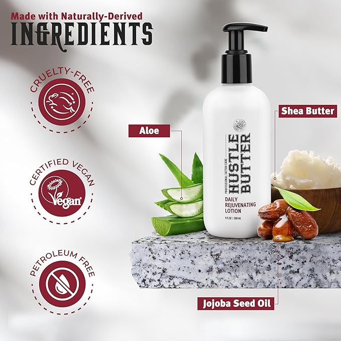 Hustle Butter Tattoo Aftercare - Daily Moisturizing Lotion - Naturally Derived Vegan Cruelty Free - Everyday All Over Use for Tattoos - 9 fl oz-VivaGrace Women