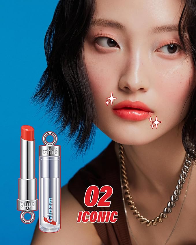 ATHE Glazm Lipbalm Stick - Vegan Glow Korean Lip Balm - Plumping, Volumizing & Highly Pigmented Lipstick - Soft Melting, Buildable Formula - Plant-Derived, Cruelty-Free, 0.12oz. (02 Iconic)-VivaGrace Women