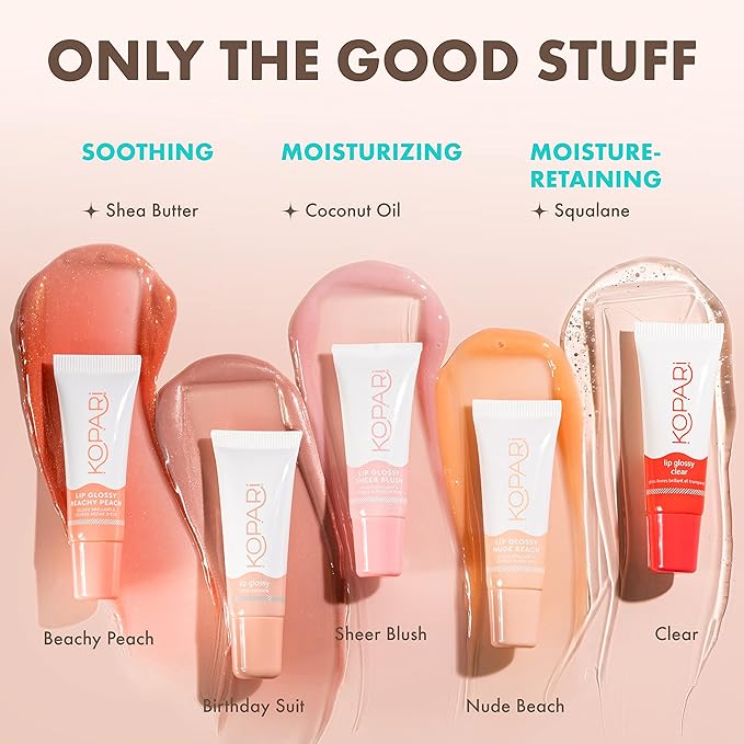 Kopari Coconut Lip Glossy Clear - Hydrating and Moisturizing Coconut Oil, Vitamin E and Shea Butter Lip Gloss With 100% Organic Coconut Oil, Non GMO, Vegan Sulfate Free (2 Pack)-VivaGrace Women
