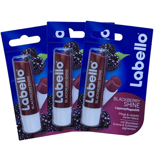 Labello Blackberry Shine Lip Balm 4.8g/5.5ml - 3 Pack-VivaGrace Women