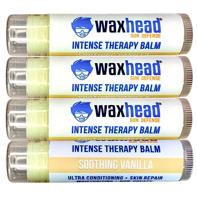 Waxhead Organic Lip Balm Vanilla - Sunburn Relief, Lip Moisturizer for Very Dry Lips, Lip Therapy, Lip Repair for Dry Cracked Lips, Healing Lip Balm for Severely Chapped Lips (4 pack)-VivaGrace Women
