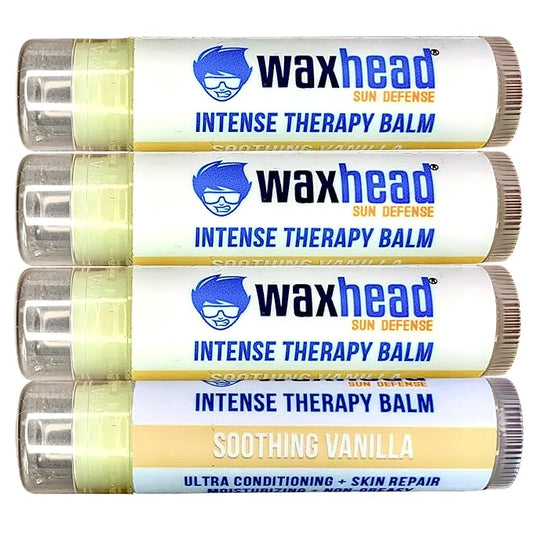 Waxhead Organic Lip Balm Vanilla - Sunburn Relief, Lip Moisturizer for Very Dry Lips, Lip Therapy, Lip Repair for Dry Cracked Lips, Healing Lip Balm for Severely Chapped Lips (4 pack)-VivaGrace Women