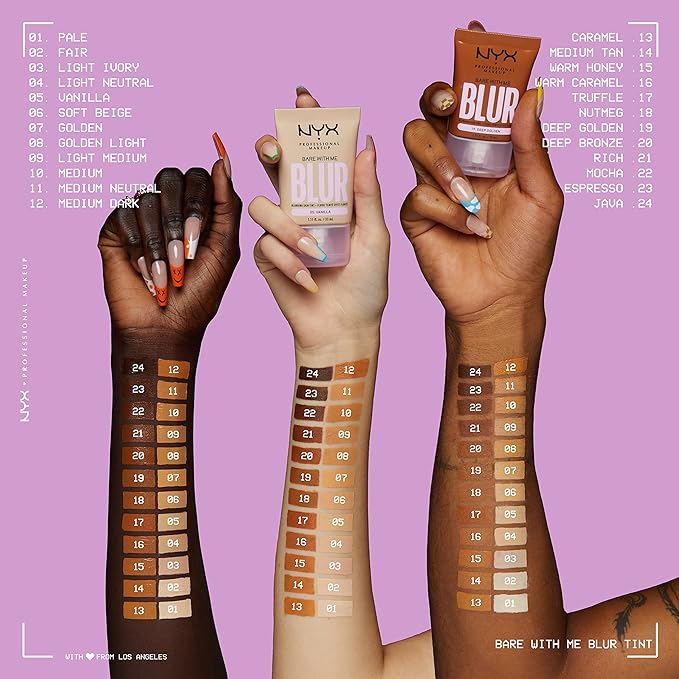 NYX PROFESSIONAL MAKEUP Bare With Me Blur Skin Tint Foundation Make Up with Matcha, Glycerin & Niacinamide - Espresso-VivaGrace Women