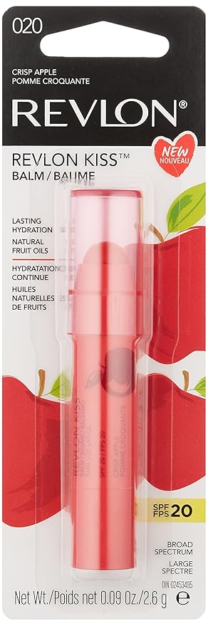 Revlon Lip Balm, Kiss Tinted Lip Balm, Face Makeup With Lasting Hydration, SPF 20, Infused With Natural Fruit Oils, 030 Crisp Apple, 0.09 Oz-VivaGrace Women