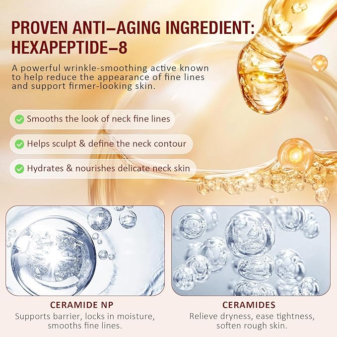 AH-8 Firming Neck Cream with Roller - Anti-Aging Moisturizer for Neck & Chest - Lifts, Tightens, Deeply Hydrates, Reduces Fine Lines & Wrinkles - For Crepey, Sagging Skin - 4.23 fl.oz-VivaGrace Women