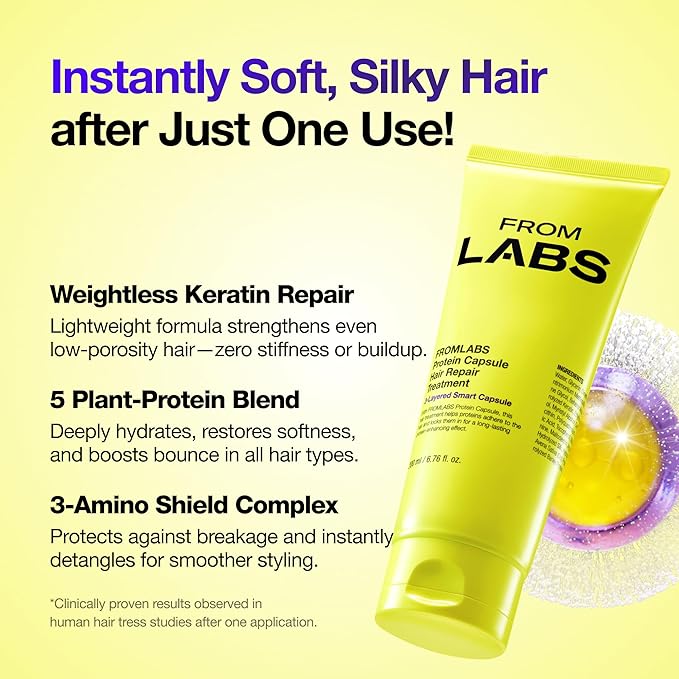 Protein Capsule Hair Repair Treatment, 3-Minute Keratin Hair Mask & Deep Conditioner for Damaged, Repair & Strengthen, Instant Detangling, Anti-Frizz, Low-pH, Fine-Hair Safe, 6.76 fl oz-VivaGrace Women
