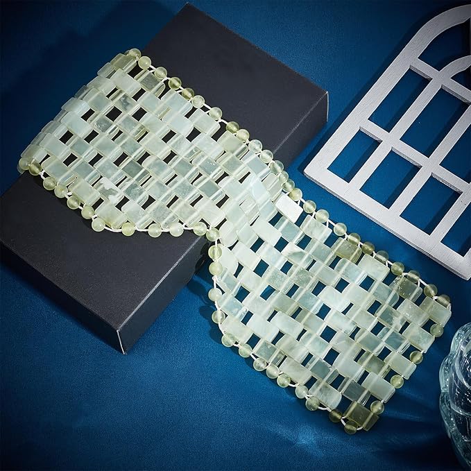 Jade Eye Mask, Eye Mask for Relaxation, Reusable Jade Eye Mask Hot or Cold Using Jade Mask Eyes Sleeping Mask for Alleviate Puffiness Face Massage Relax Eyes Meditation Beauty-VivaGrace Women