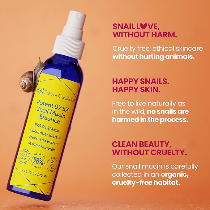 SeoulCeuticals Korean Face Mist 97.5% Snail Mucin Essence - K Beauty Skincare Facial Spray - Cucumber Extract + Marine Minerals + Green Tea + Aloe 4oz-VivaGrace Women