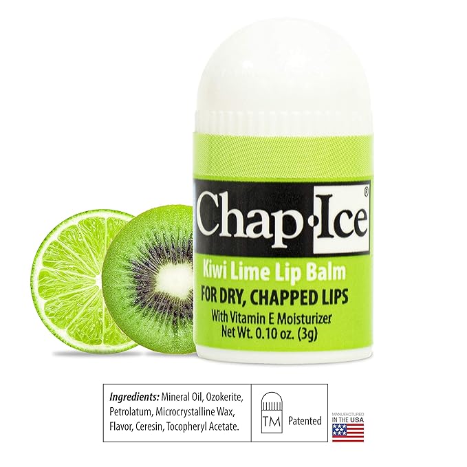 Chap-Ice® | 12-Count Mini Kiwi Lime Lip Balm | Lip Balm Pack Fortified with Vitamin E for Dry, Cracked Lips | Made in USA | 12-Count Mini Lip Balm with Kiwi Lime Flavor (0.10oz/3g Each)-VivaGrace Women